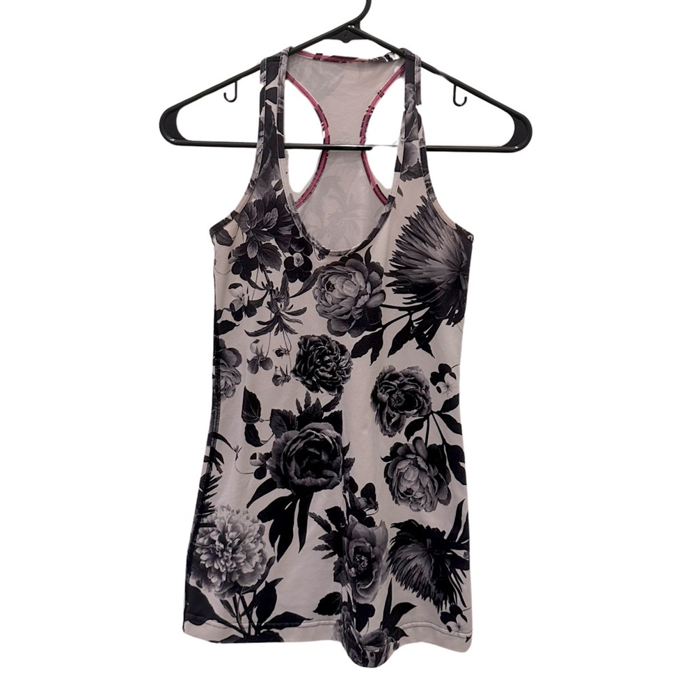Lululemon Tank Top - Size 4 - Black and White Floral